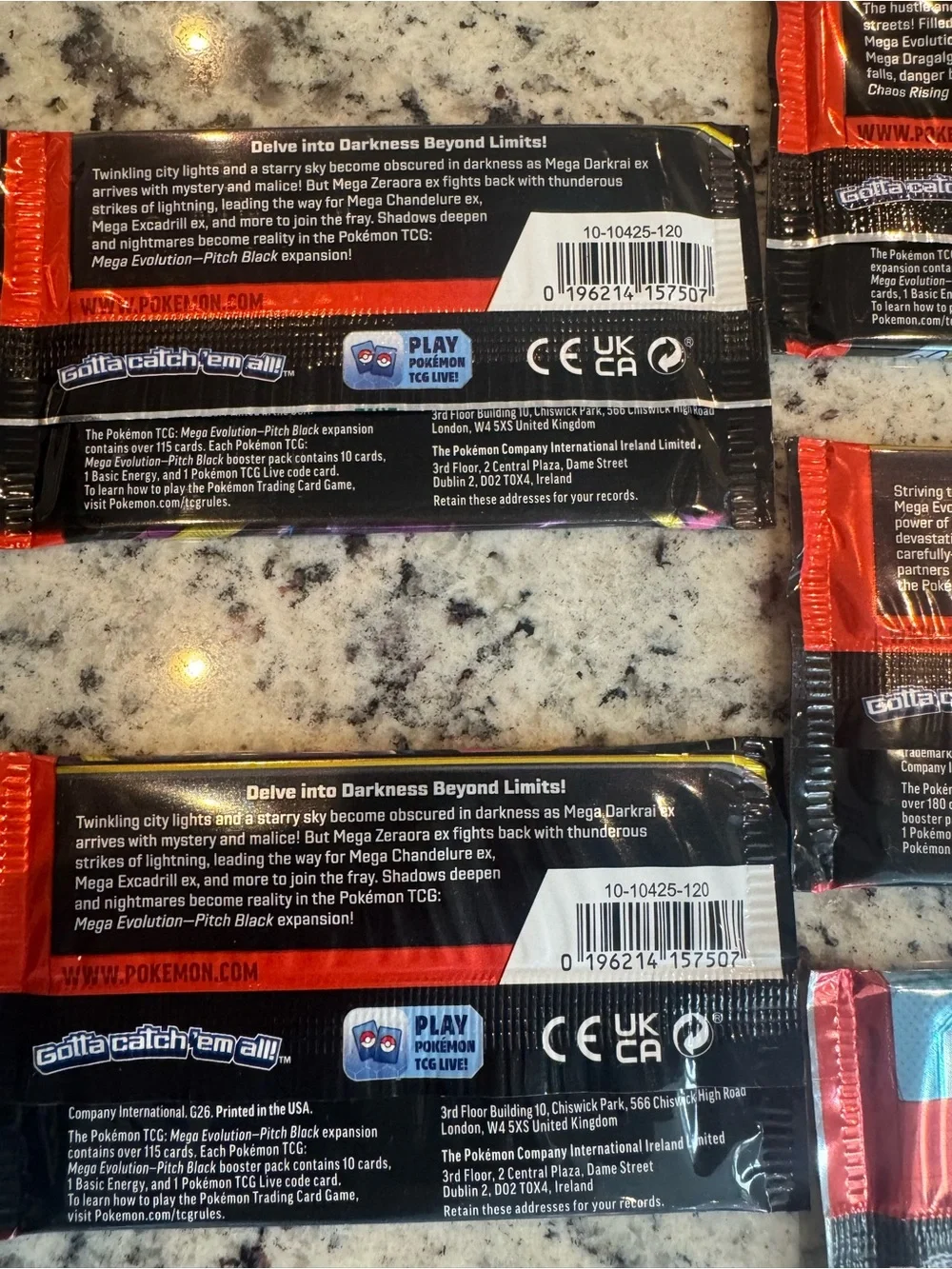 Pokemon Trading Card Booster Packs mega evolution pitch black chaos rising 5pack